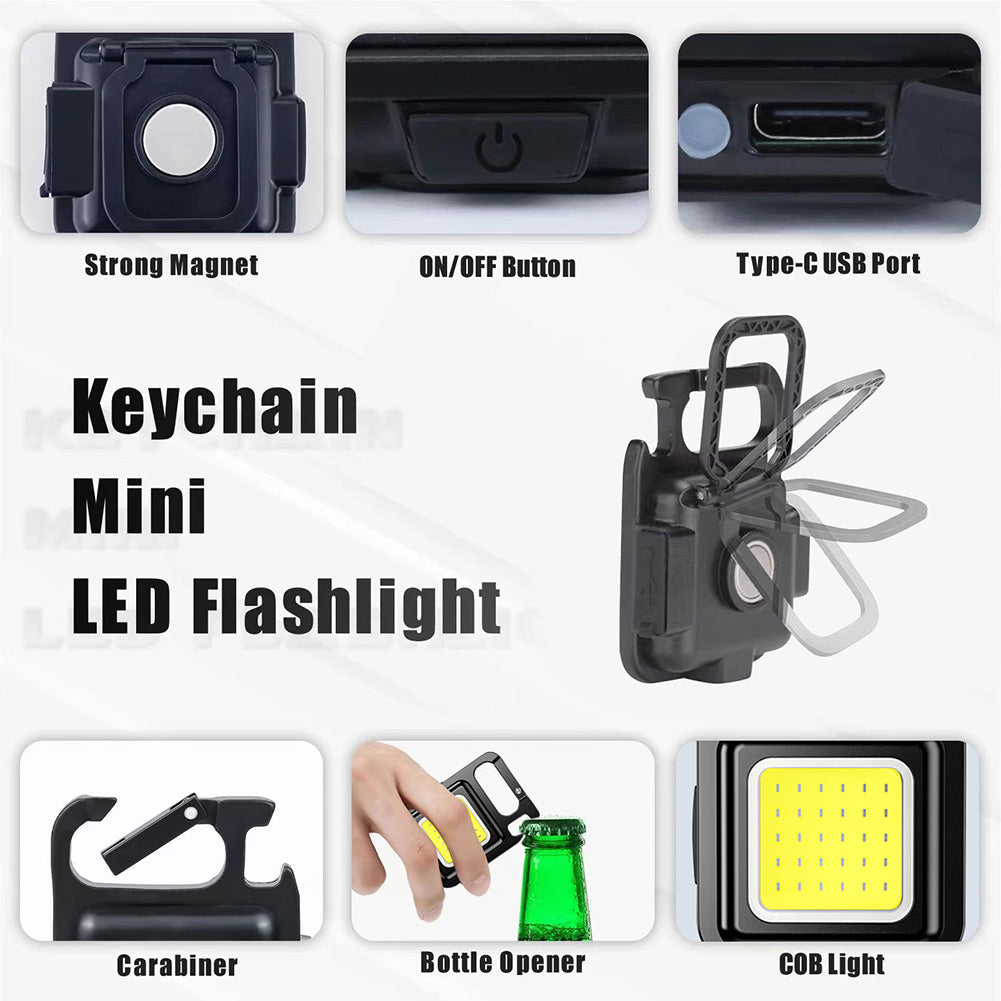 Mini COB Rechargeable Keychain LED Flashlight Lamp