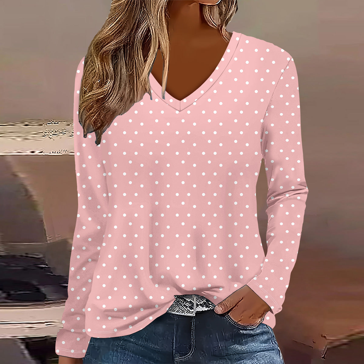 Summer Womens Casual Long-Sleeve Printed Top