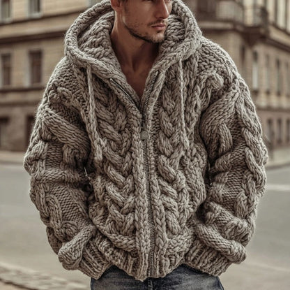 3D Digital Print Cardigan Jacket With Hood And Zipper