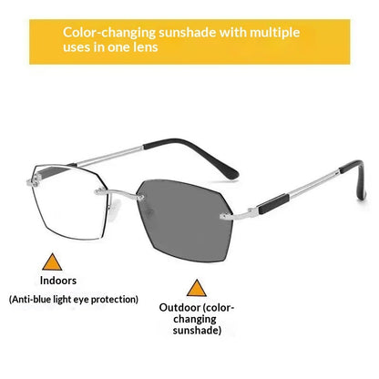 Mens Bifocal Glasses With Frameless Color-Changing Lenses