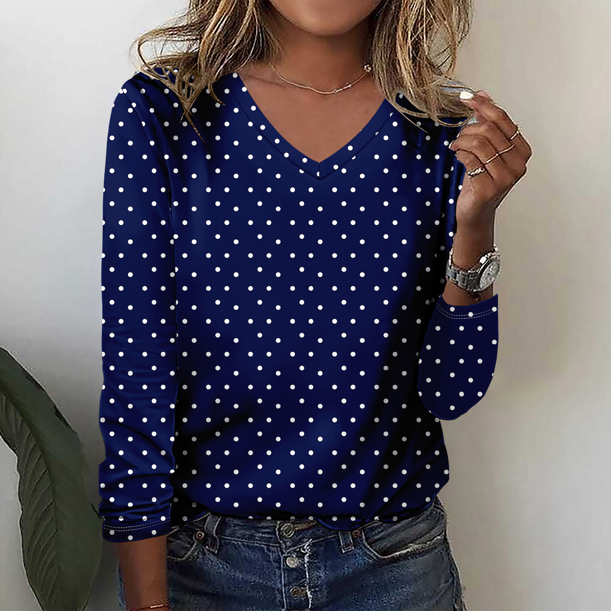 Summer Womens Casual Long-Sleeve Printed Top