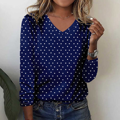 Summer Womens Casual Long-Sleeve Printed Top