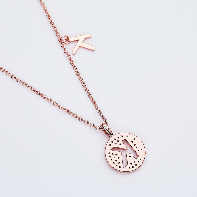 One Of The 26 Letters, K, Set With Top-quality Moissanite, Luxurious And Fashionable Light Luxury Trend Jewelry, Silver Necklace Pendant S925 Silver Electroplated Rose Gold