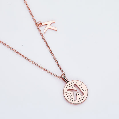 One Of The 26 Letters, K, Set With Top-quality Moissanite, Luxurious And Fashionable Light Luxury Trend Jewelry, Silver Necklace Pendant S925 Silver Electroplated Rose Gold