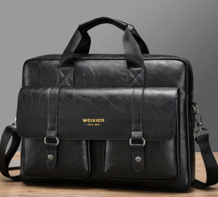 Mens Business Large-Capacity ShoulderCrossbody Simple Briefcase