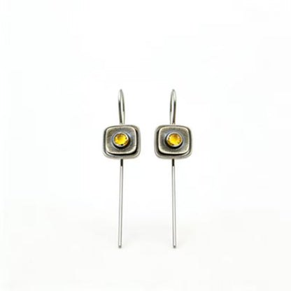 French-Style Vintage Geometric Square Distressed Pearl Earrings