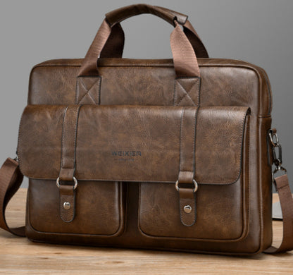 Mens Business Large-Capacity ShoulderCrossbody Simple Briefcase
