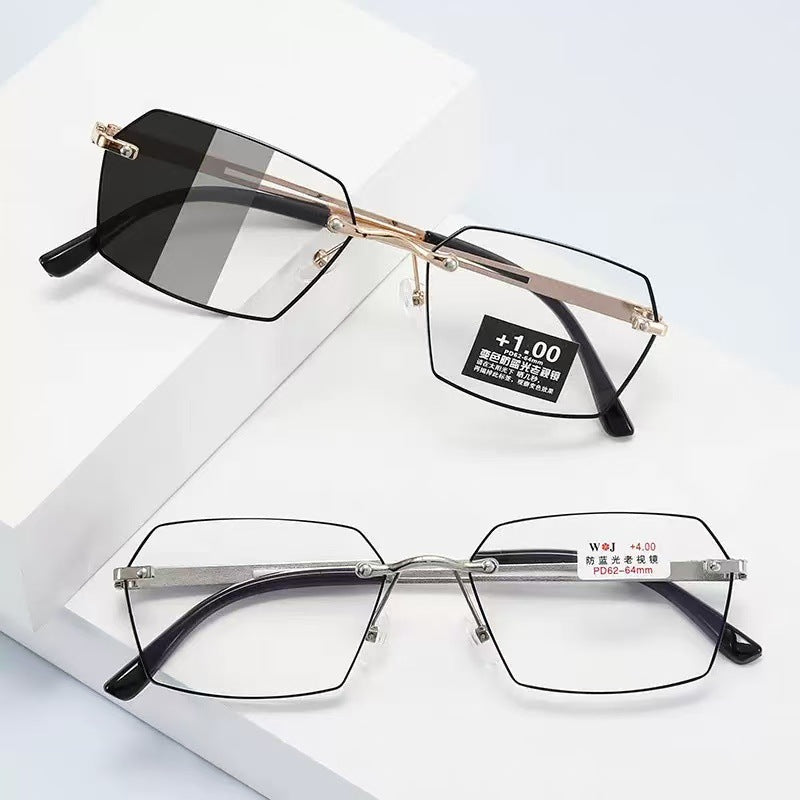 Mens Bifocal Glasses With Frameless Color-Changing Lenses