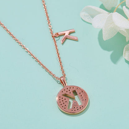 One Of The 26 Letters, K, Set With Top-quality Moissanite, Luxurious And Fashionable Light Luxury Trend Jewelry, Silver Necklace Pendant S925 Silver Electroplated Rose Gold