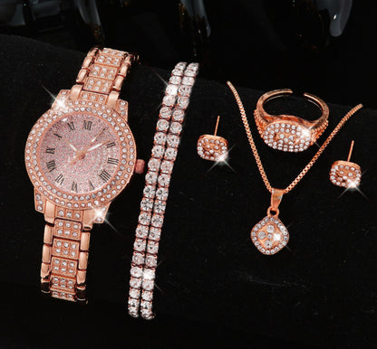 Ladies' High-end Watch With Diamond Studded Full Diamond Steel Linked List