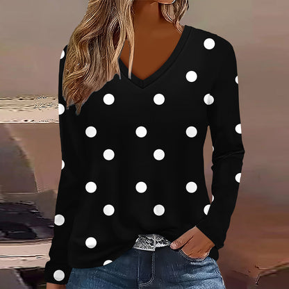 Summer Womens Casual Long-Sleeve Printed Top