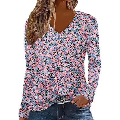 Summer Womens Casual Long-Sleeve Printed Top