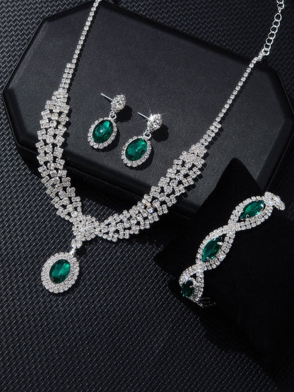 New European And American Style Elegant Luxury Sapphire Necklace Set Of Four Pieces