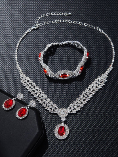 New European And American Style Elegant Luxury Sapphire Necklace Set Of Four Pieces