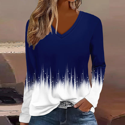 Summer Womens Casual Long-Sleeve Printed Top