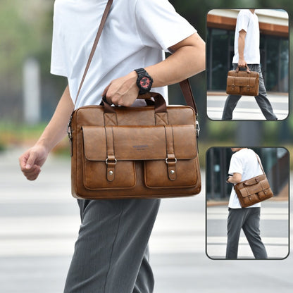 Mens Business Large-Capacity ShoulderCrossbody Simple Briefcase
