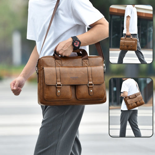 Mens Business Large-Capacity ShoulderCrossbody Simple Briefcase