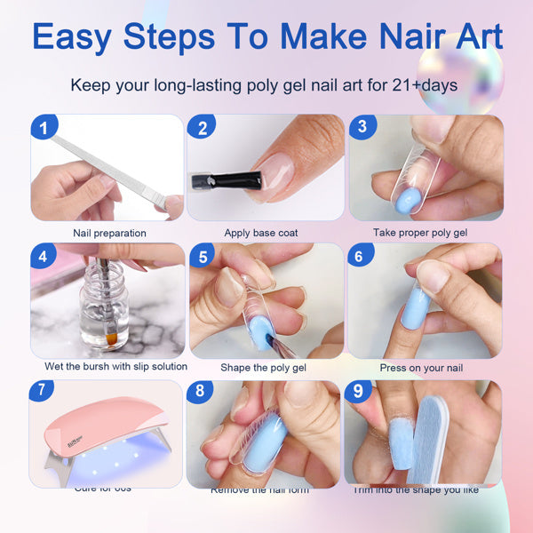 6 PCS Polygel Nail Kit with UV Light | LOOPDEAL Tools